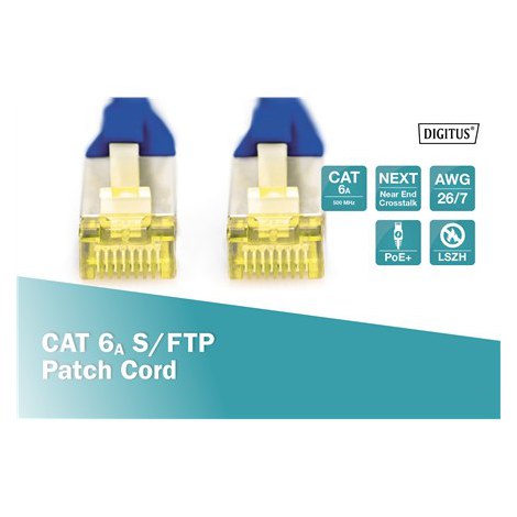 Digitus | CAT 6a | Patch cable | Shielded foiled twisted pair (SFTP) | Male | RJ-45 | Male | RJ-45 | 1 m - 2